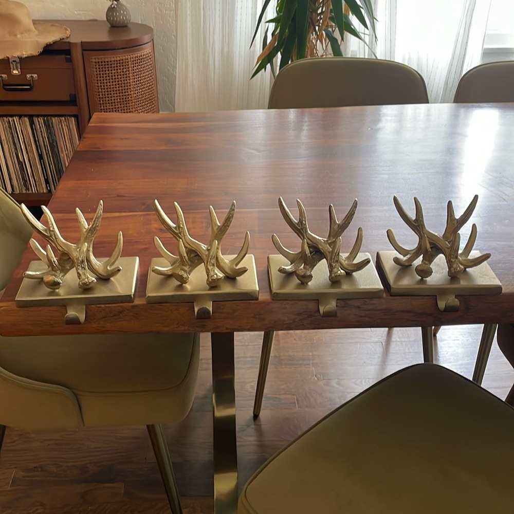West elm gold antler stocking holders set of 4